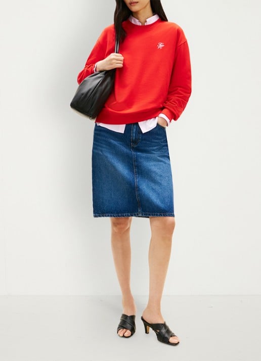 Tommy Hilfiger Sweater in katoenblend - voorkant 2 rood