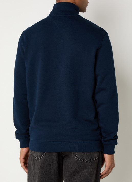 Tommy Hilfiger Sweater met halve rits en logo - achterkant 2 donkerblauw
