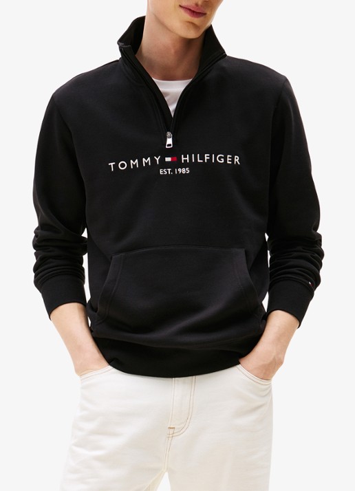 Tommy Hilfiger Sweater met halve rits en logoborduring