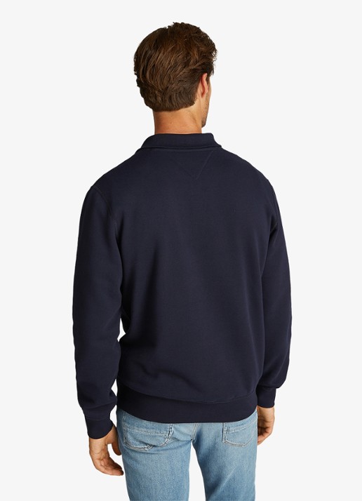 Tommy Hilfiger Sweater met halve rits en logoborduring - achterkant donkerblauw