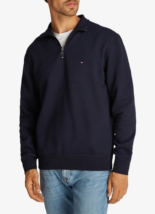 Tommy Hilfiger Sweater met halve rits en logoborduring