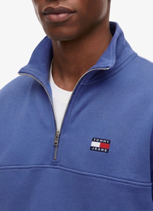 Tommy Hilfiger Sweater met halve rits - detail 5 blauw