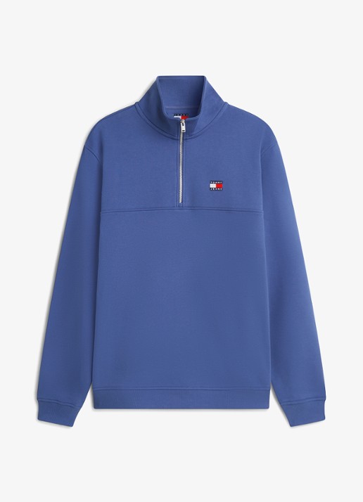 Tommy Hilfiger Sweater met halve rits - voorkant blauw