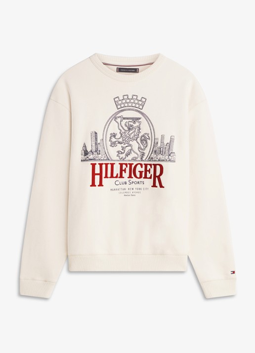 Tommy Hilfiger Sweater met logo - voorkant 4 gebroken wit