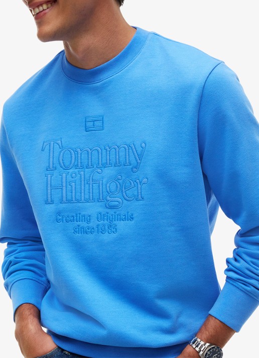 Tommy Hilfiger Sweater met logo - detail 4 middenblauw
