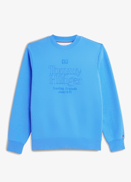 Tommy Hilfiger Sweater met logo - voorkant middenblauw