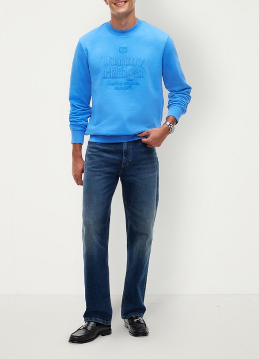 Tommy Hilfiger Sweater met logo - voorkant 2 middenblauw