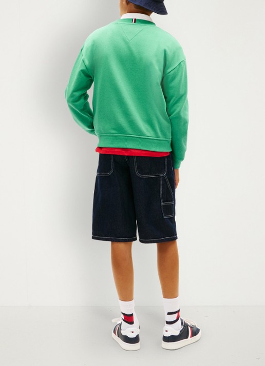 Tommy Hilfiger Sweater met logo - achterkant 3 groen