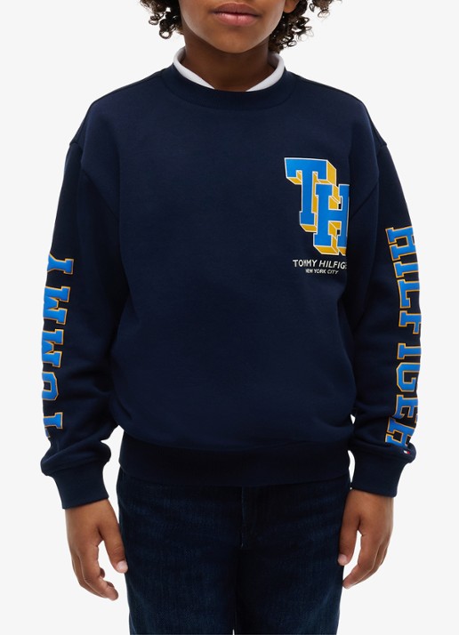 Tommy Hilfiger Sweater met logo - detail 3 donkerblauw