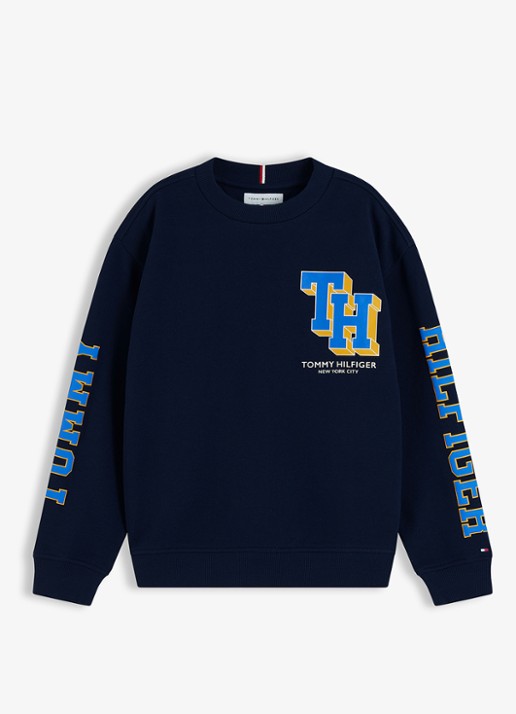 Tommy Hilfiger Sweater met logo - voorkant donkerblauw
