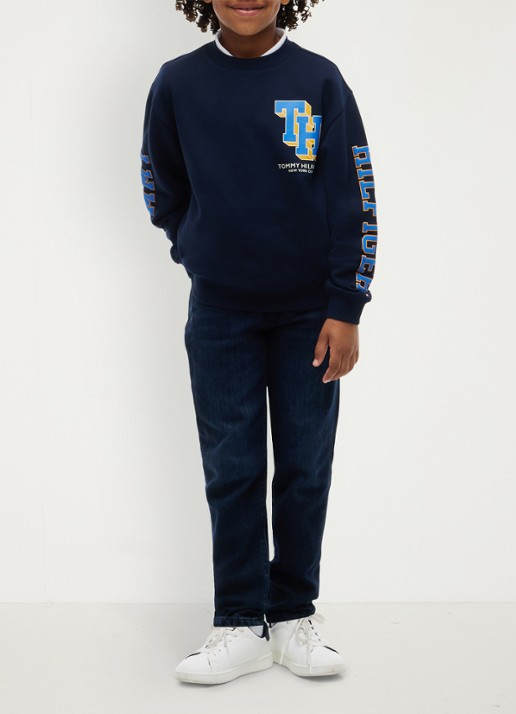 Tommy Hilfiger Sweater met logo - voorkant 2 donkerblauw