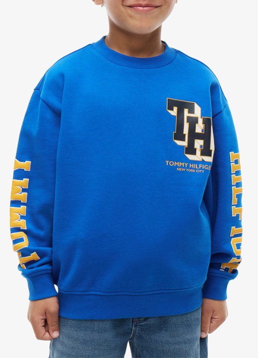 Tommy Hilfiger Sweater met logo - detail blauw
