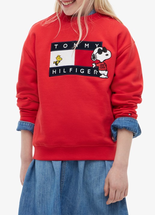 Tommy Hilfiger Sweater met logo - detail rood