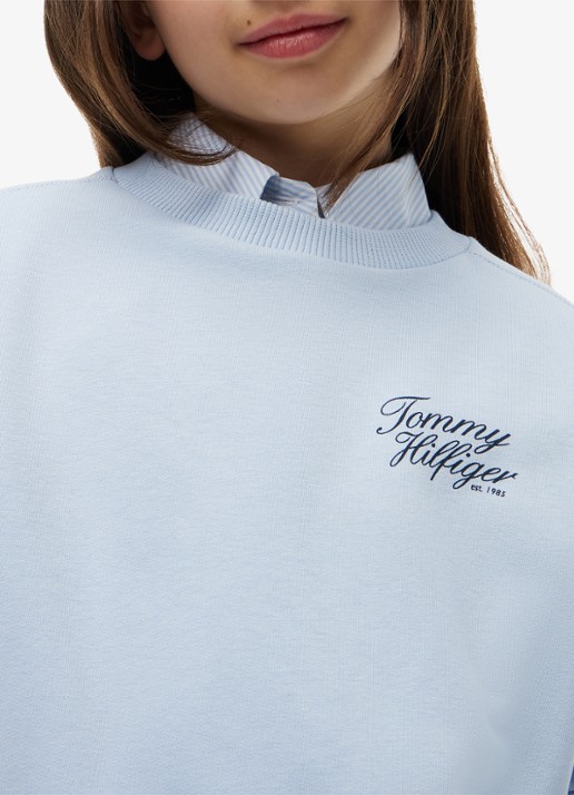 Tommy Hilfiger Sweater met logo - detail 2 lichtblauw
