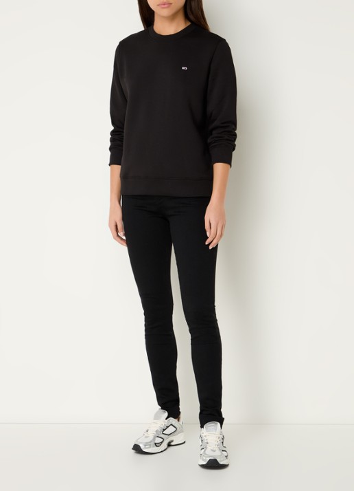 Tommy Hilfiger Sweater met logoborduring - voorkant 4 zwart