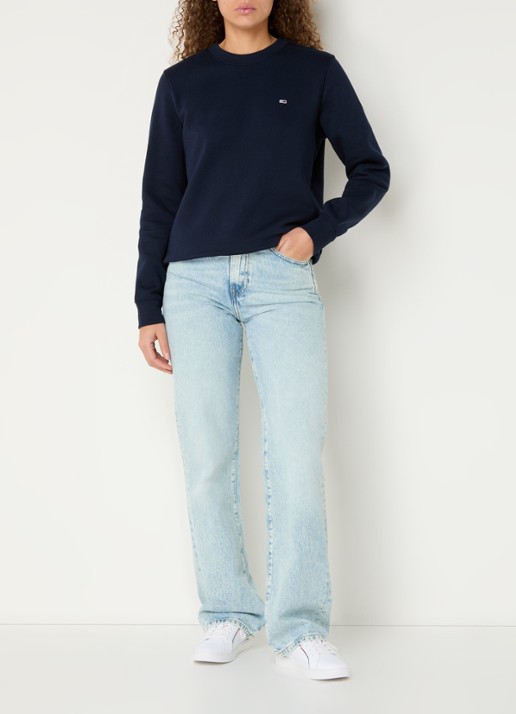 Tommy Hilfiger Sweater met logoborduring - voorkant 2 donkerblauw