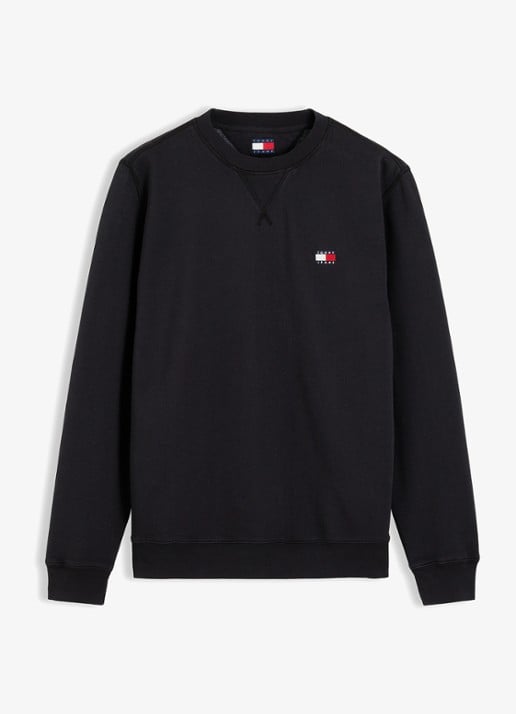 Tommy Hilfiger Sweater met logoborduring - voorkant zwart