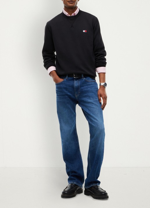 Tommy Hilfiger Sweater met logoborduring - voorkant 2 zwart