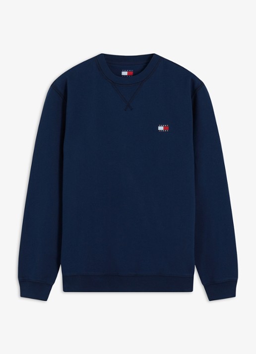 Tommy Hilfiger Sweater met logoborduring - voorkant 4 donkerblauw