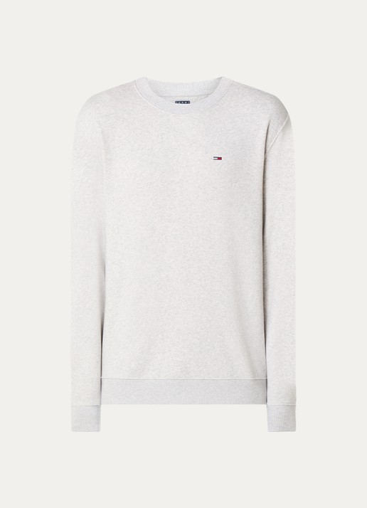 Tommy Hilfiger Sweater met logoborduring - voorkant grijsmele