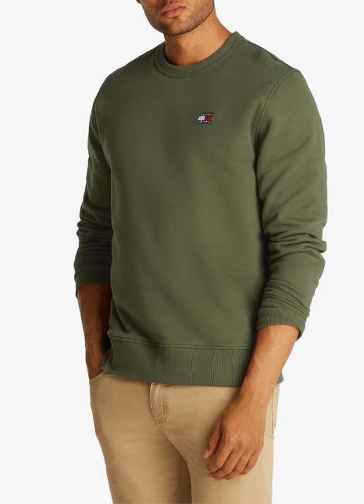 Tommy Hilfiger Sweater met logoborduring - detail legergroen