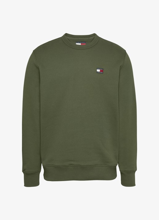 Tommy Hilfiger Sweater met logoborduring - voorkant 4 legergroen