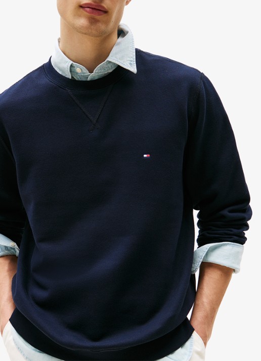 Tommy Hilfiger Sweater met logoborduring - detail 2 donkerblauw