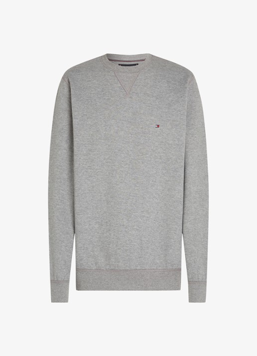 Tommy Hilfiger Sweater met logoborduring - voorkant grijsmele