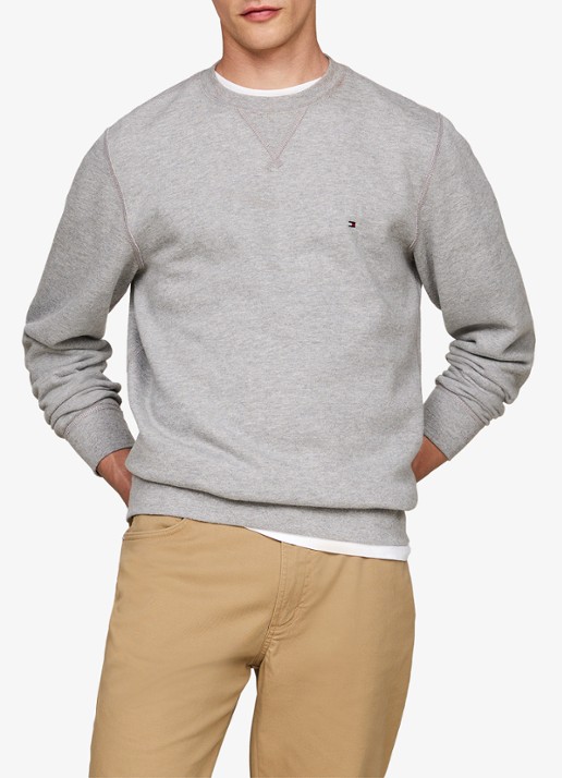 Tommy Hilfiger Sweater met logoborduring - detail 9 grijsmele