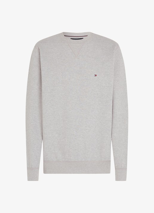Tommy Hilfiger Sweater met logoborduring - voorkant 3 grijsmele