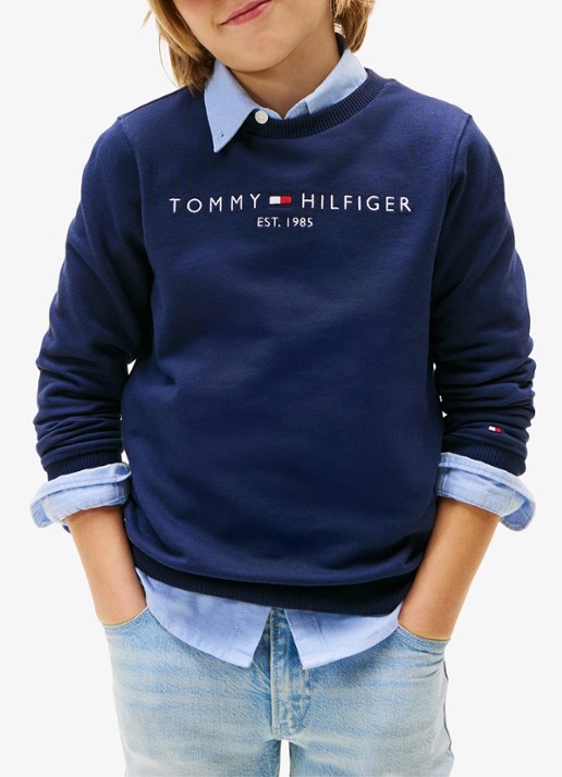 Tommy Hilfiger Sweater met logoborduring  - detail donkerblauw