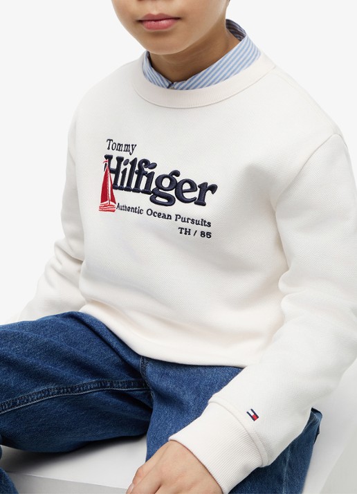Tommy Hilfiger Sweater met logoborduring - detail 5 wit