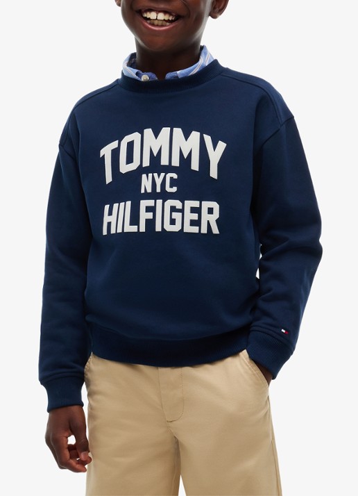 Tommy Hilfiger Sweater met logoborduring  - detail donkerblauw