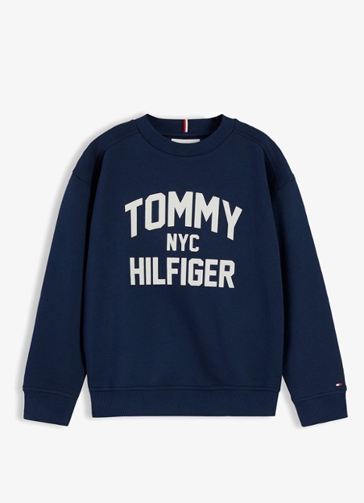 Tommy Hilfiger Sweater met logoborduring  - voorkant 4 donkerblauw
