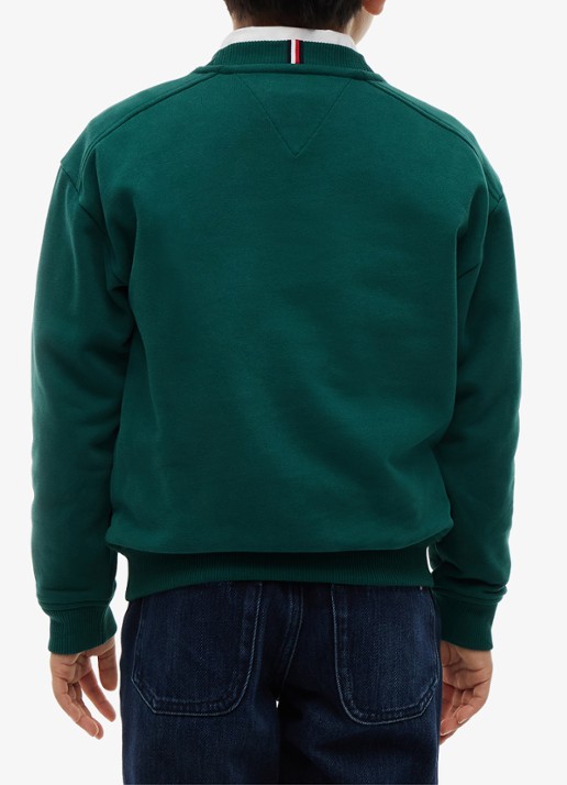 Tommy Hilfiger Sweater met logoborduring  - achterkant groen