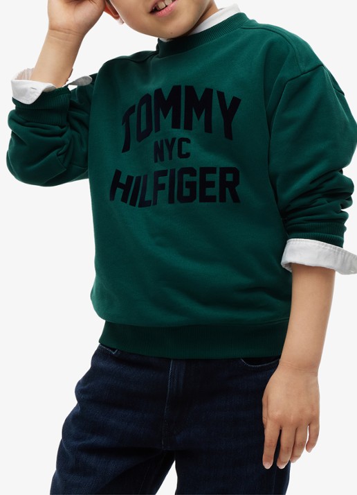 Tommy Hilfiger Sweater met logoborduring  - detail 4 groen