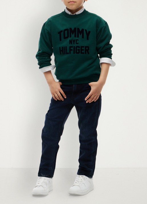 Tommy Hilfiger Sweater met logoborduring  - voorkant 3 groen