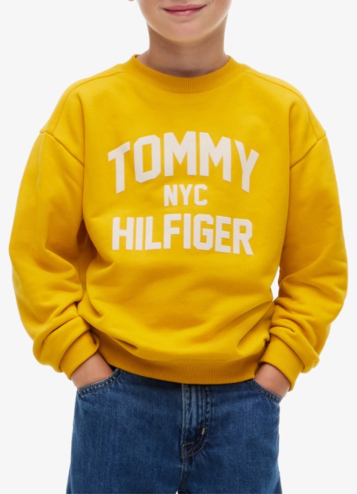Tommy Hilfiger Sweater met logoborduring  - detail 4 geel