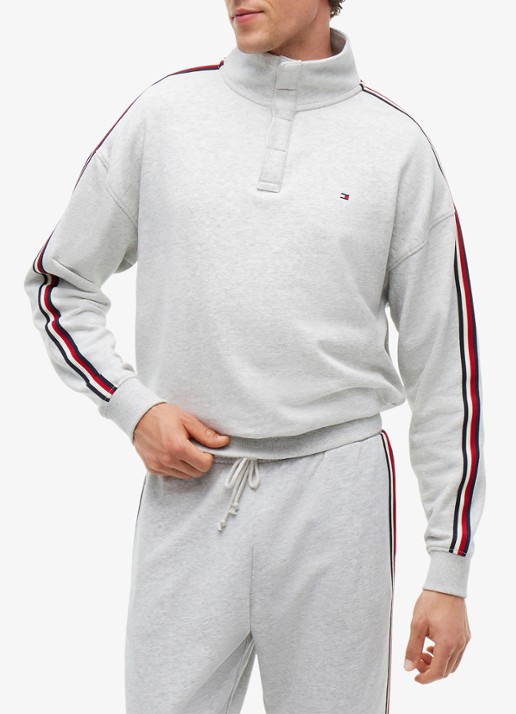 Tommy Hilfiger Sweater met opstaande kraag - detail grijs
