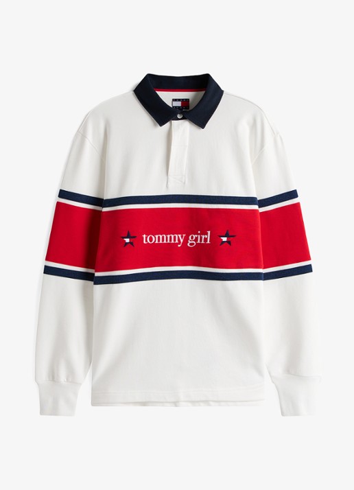 Tommy Hilfiger Sweater met polokraag en logo - voorkant 4 wit