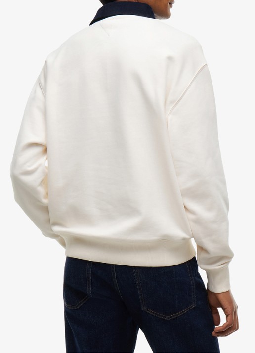 Tommy Hilfiger Sweater met polokraag en logo - achterkant gebroken wit