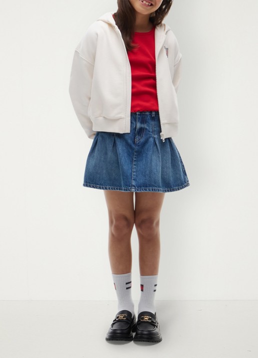 Tommy Hilfiger Sweatvest met logo en strass - voorkant 2 wit