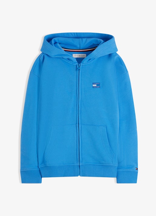 Tommy Hilfiger Sweatvest met logo - voorkant blauw