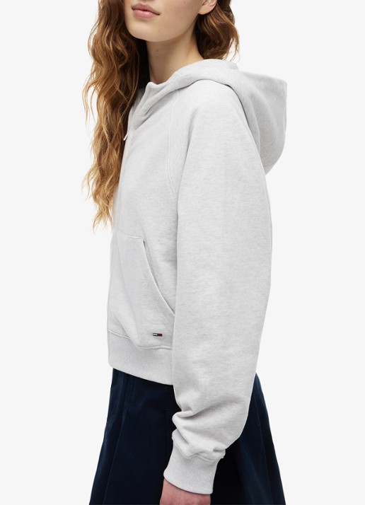 Tommy Hilfiger Sweatvest met logoborduring en capuchon - detail 3 lichtgrijs