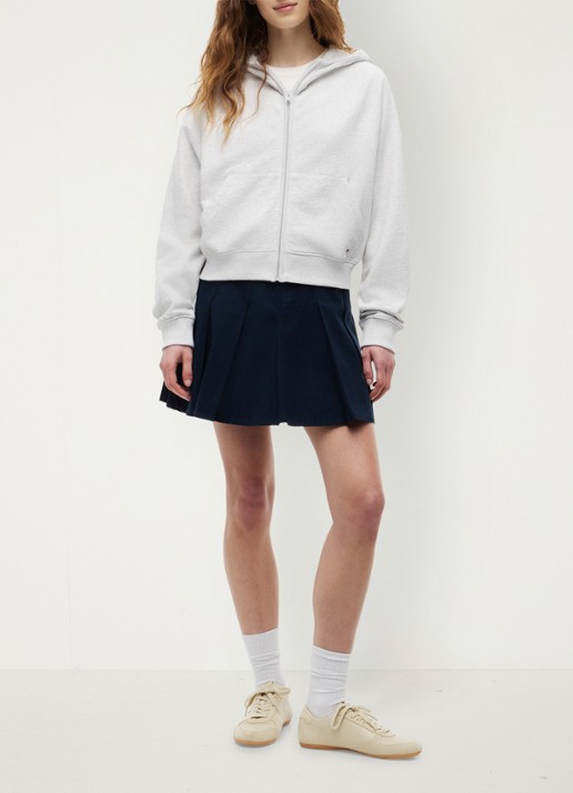 Tommy Hilfiger Sweatvest met logoborduring en capuchon - voorkant 5 lichtgrijs