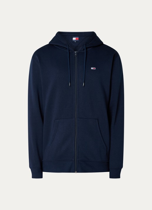 Tommy Hilfiger Sweatvest met logoborduring - voorkant donkerblauw