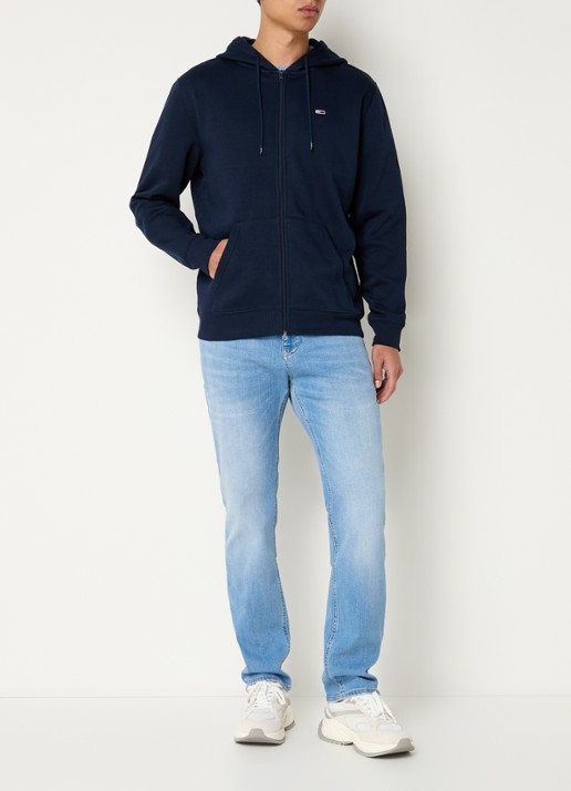 Tommy Hilfiger Sweatvest met logoborduring - voorkant 2 donkerblauw