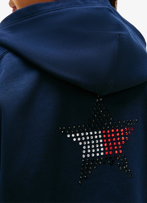 Tommy Hilfiger Sweatvest met strass - detail 4 donkerblauw