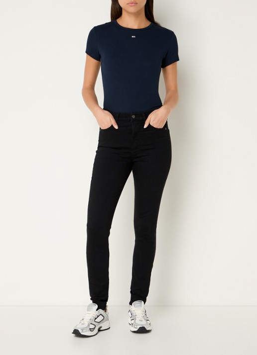Tommy Hilfiger Sylvia high waist skinny jeans met gekleurde wassing - voorkant 2 zwart