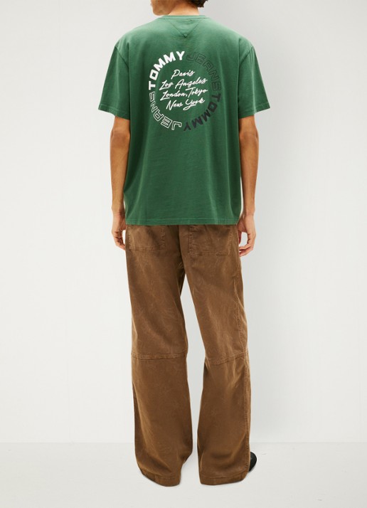 Tommy Hilfiger T-shirt met logo- en backprint - achterkant 5 donkergroen